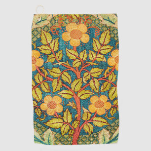 William Morris Rose Wreath: Classic Arts & Crafts Golf Towel