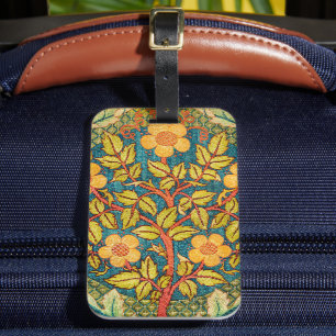 William Morris Rose Wreath: Classic Arts & Crafts Luggage Tag