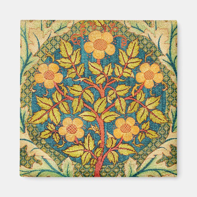 William Morris Rose Wreath: Classic Arts & Crafts  Magnet (Front)