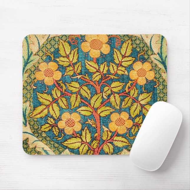 William Morris Rose Wreath: Classic Arts & Crafts  Mouse Mat (With Mouse)