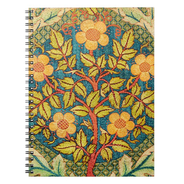 William Morris Rose Wreath: Classic Arts & Crafts  Notebook (Front)