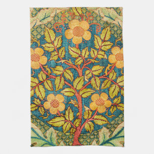 William Morris Rose Wreath: Classic Arts & Crafts  Tea Towel
