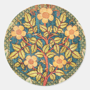 William Morris Rose Wreath Classic Round Sticker
