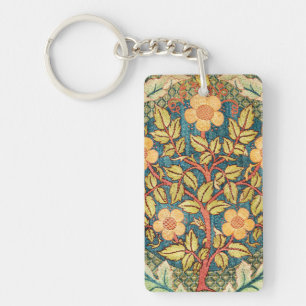 William Morris Rose Wreath  Key Ring