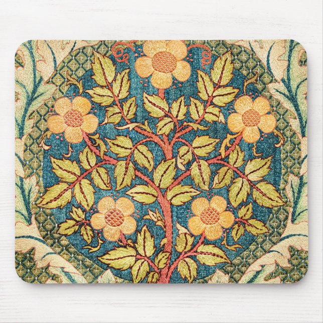 William Morris Rose Wreath  Mouse Mat (Front)