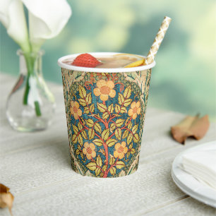 William Morris Rose Wreath Paper Cups