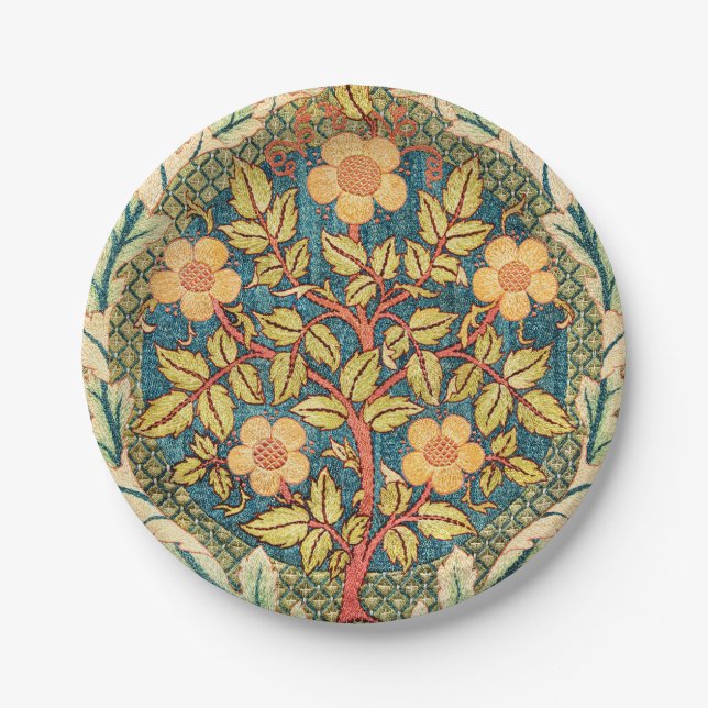 William Morris Rose Wreath  Paper Plate (Front)