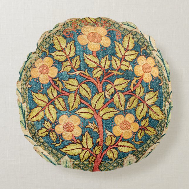 William Morris Rose Wreath  Round Cushion (Front)