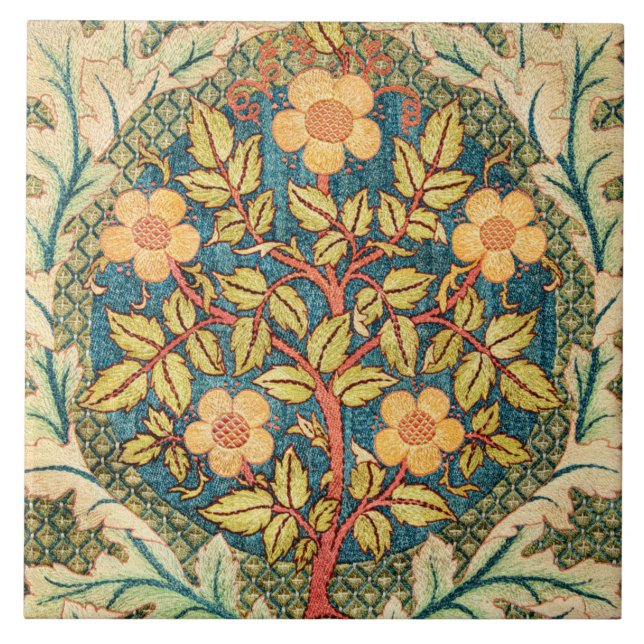 William Morris Rose Wreath  Tile (Front)