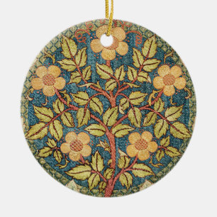 William Morris Rose Wreath Vintage Floral Art Ceramic Tree Decoration