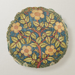 William Morris Rose Wreath Vintage Floral Art Round Cushion