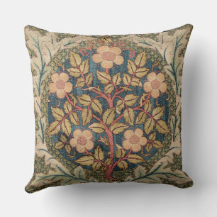 William Morris Rose Wreath Vintage Flowering Rose Cushion