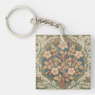 William Morris Rose Wreath Vintage Flowering Rose Key Ring