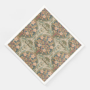 William Morris Rose Wreath Vintage Flowering Rose  Napkin