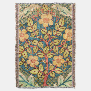 William Morris Rose Wreath (Zoomed) Throw Blanket