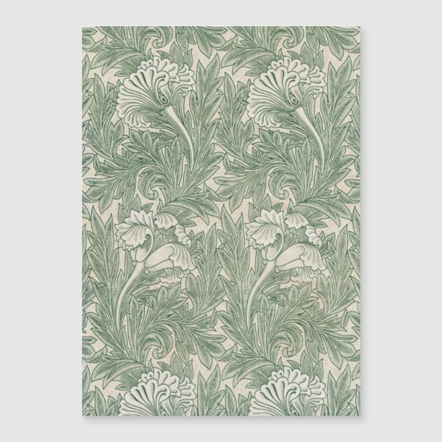 William Morris Sage Green Tulip Pattern: Vintage (Front)