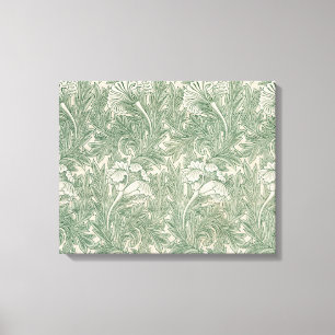 William Morris Sage Green Tulip Pattern: Vintage Canvas Print