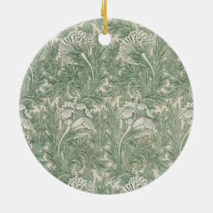 William Morris Sage Green Tulip Pattern: Vintage Ceramic Tree Decoration