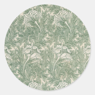 William Morris Sage Green Tulip Pattern: Vintage Classic Round Sticker