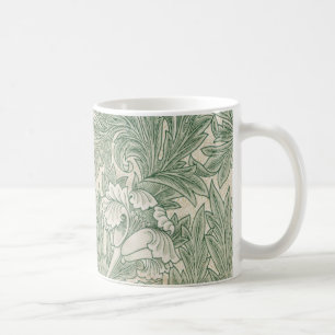 William Morris Sage Green Tulip Pattern: Vintage Coffee Mug