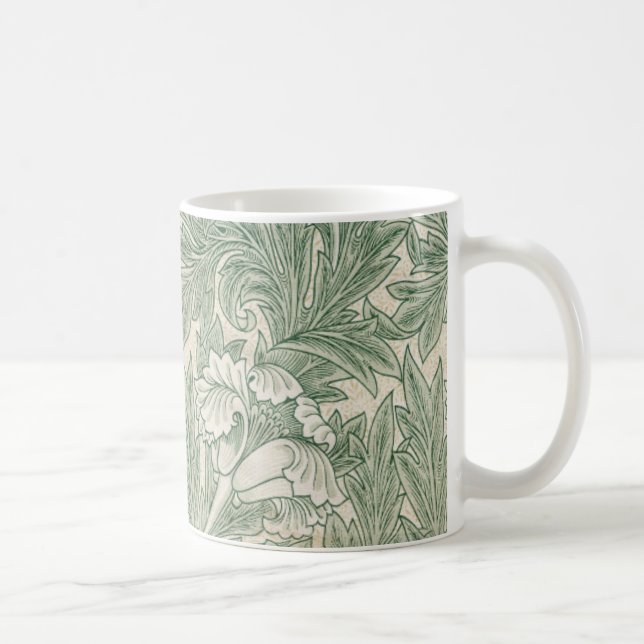 William Morris Sage Green Tulip Pattern: Vintage Coffee Mug (Right)