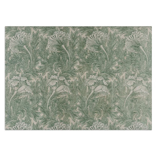 William Morris Sage Green Tulip Pattern: Vintage Cutting Board