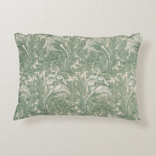 William Morris Sage Green Tulip Pattern: Vintage Decorative Cushion