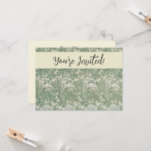 William Morris Sage Green Tulip Pattern: Vintage Invitation