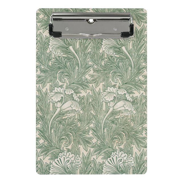 William Morris Sage Green Tulip Pattern: Vintage Mini Clipboard (Front)