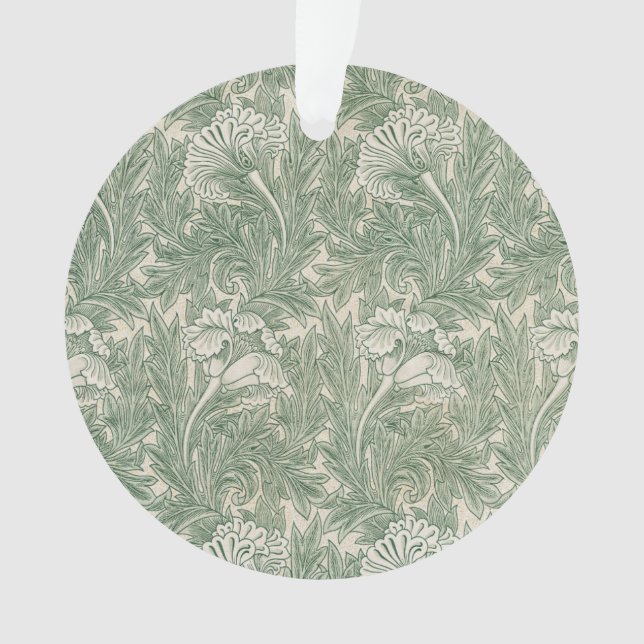 William Morris Sage Green Tulip Pattern: Vintage Ornament (Front)