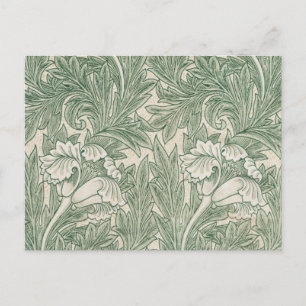 William Morris Sage Green Tulip Pattern: Vintage Postcard