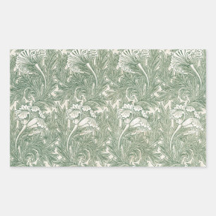 William Morris Sage Green Tulip Pattern: Vintage Rectangular Sticker