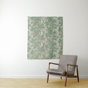 William Morris Sage Green Tulip Pattern: Vintage Tapestry