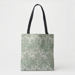 William Morris Sage Green Tulip Pattern: Vintage Tote Bag
