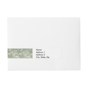 William Morris Sage Green Tulip Pattern: Vintage Wraparound Address Label