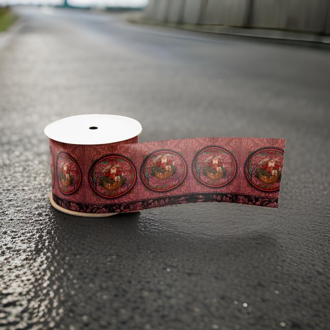 William * Morris  Santa Claus Burgundy Satin Ribbon (Creator Uploaded)