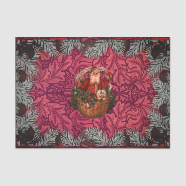 William * Morris  Santa Spruce Rich Cherry Tissue Paper (Front)