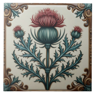 William Morris Scottish Thistle vintage floral Tile