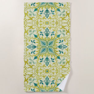 William Morris Seamless Ceiling Lime Green Pattern Beach Towel