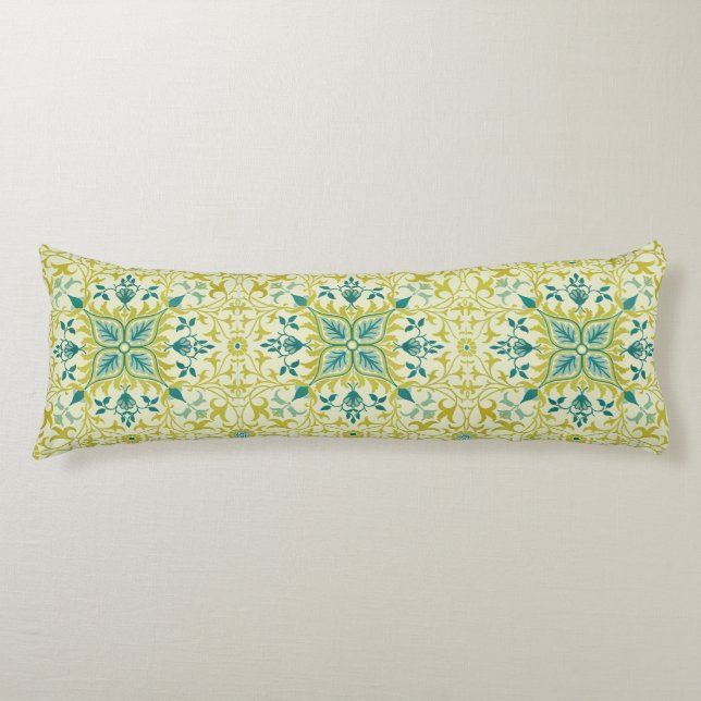 William Morris Seamless Ceiling Lime Green Pattern Body Cushion (Front)