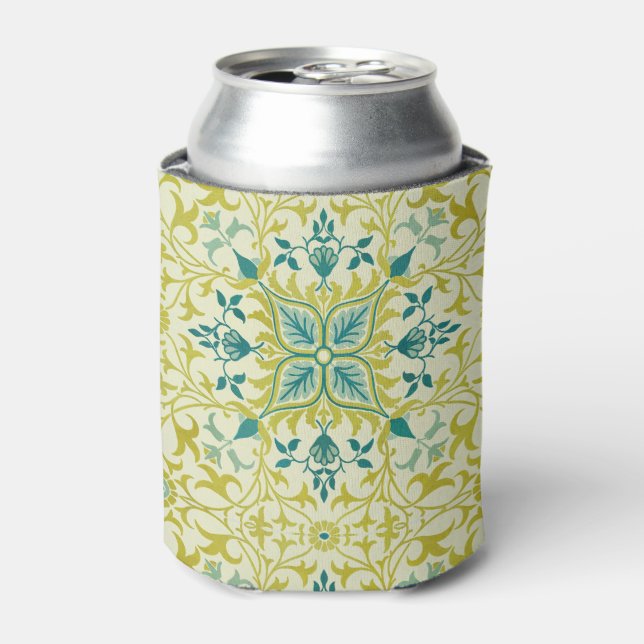 William Morris Seamless Ceiling Lime Green Pattern Can Cooler (Can Front)
