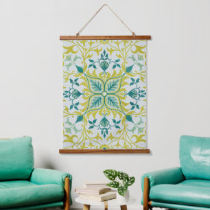 William Morris Seamless Ceiling Lime Green Pattern Hanging Tapestry