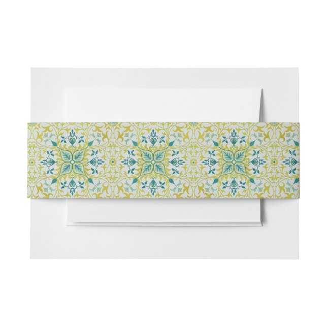 William Morris Seamless Ceiling Lime Green Pattern Invitation Belly Band (Front Example)