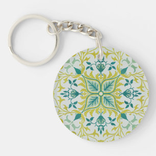 William Morris Seamless Ceiling Lime Green Pattern Key Ring