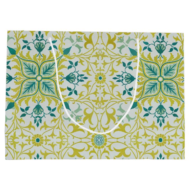 William Morris Seamless Ceiling Lime Green Pattern Large Gift Bag (Back)
