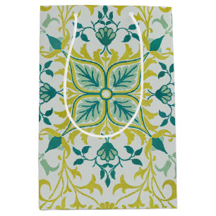 William Morris Seamless Ceiling Lime Green Pattern Medium Gift Bag