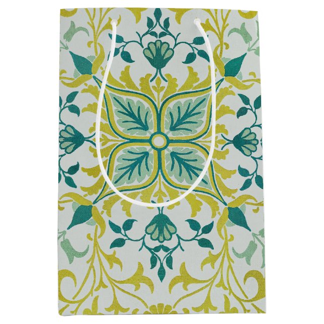 William Morris Seamless Ceiling Lime Green Pattern Medium Gift Bag (Front)