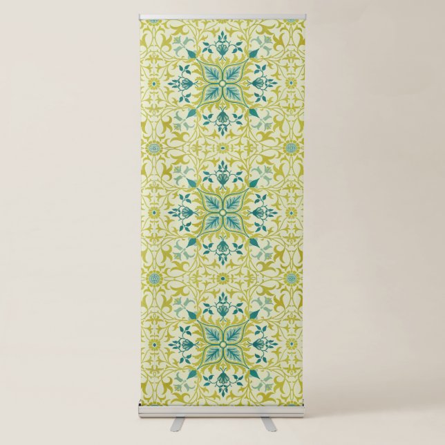 William Morris Seamless Ceiling Lime Green Pattern Retractable Banner (Front)