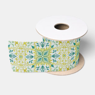 William Morris Seamless Ceiling Lime Green Pattern Satin Ribbon