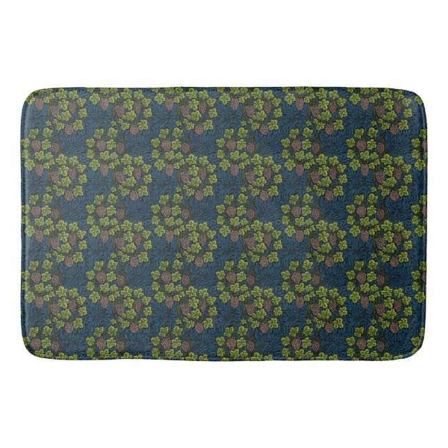 William Morris Seamless Grape Vine Black Pattern Bath Mat (Front)